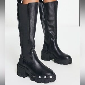 ASOS chunky black knee high boots